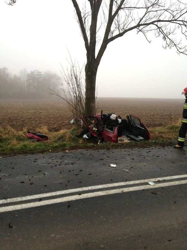 Wypadek samochodowy na trasie Zagrodno - Złotoryja. Dwie osoby zostały ranne.