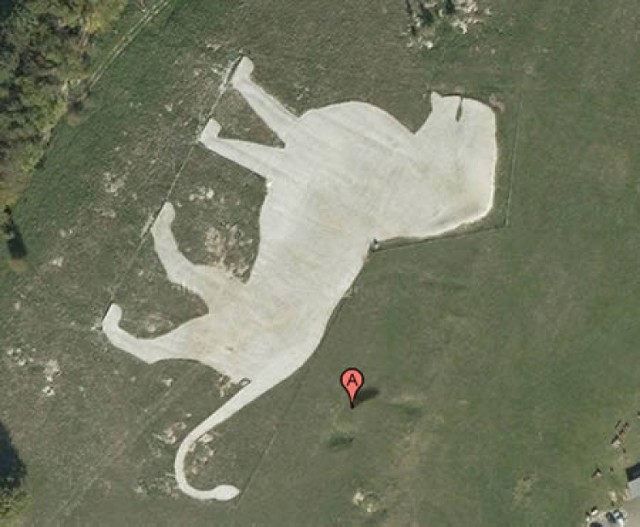 Najciekawsze znaleziska na Google Earth

1. Lew



Ten wielki lew jest wizytówką największego ogrodu zoologicznego w Wielkiej Brytanii, który mieści się we wsi Whipsnade (w hrabstwie Bedfordshire, 48 km od centrum  Londynu).



Znajdź lwa na Google Earth