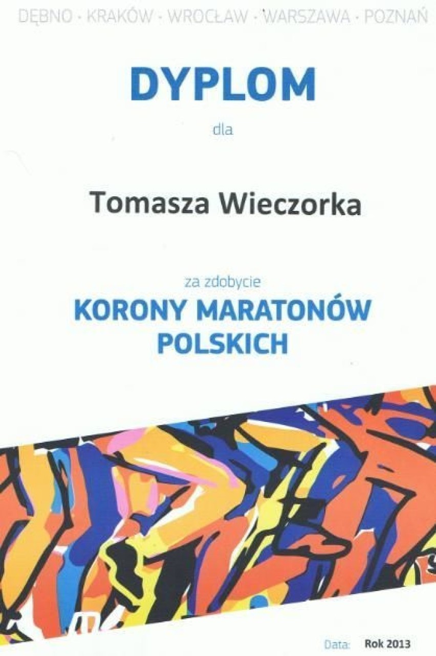 Tomasz Wieczorek zdobywcą Korony Maratonów Polskich