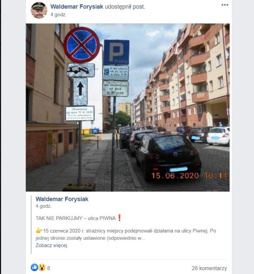17 samochodów odholowano z ulicy Piwnej we Wrocławiu. Kierowcy, czytajcie znaki! 