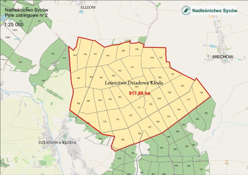 Lotnicze zabiegi ratownicze w lasach Obrębu Syców-Leśnictwa Dziadowa Kłoda