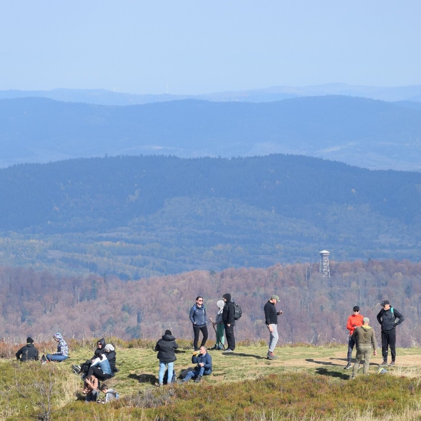 Bieszczady jesienią. Piękna pogoda przyciąga turystów. Tak w październiku prezentuje się szlak na Bukowe Berdo [ZDJĘCIA]