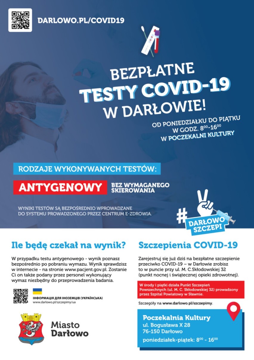 Od 10 lutego ruszają bezpłatne testy na COVID-19 w Poczekalni Kultury w Darłowie [aktualizacja]