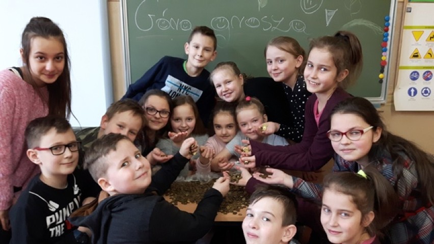 Akcję "Góra grosza" prowadzono w szkole w Zakrzynie