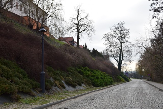 Sandomierz po zmroku tonie w ciemnościach, zarówno centrum, jak i boczne ulice. Zdezorientowani mieszkańcy pytają czy brak oświetlenia to kolejny etap wprowadzonych działań oszczędnościowych przez władze Królewskiego Miasta. Na zdjęciu Podwale Górne, gdzie także często panują ciemności.