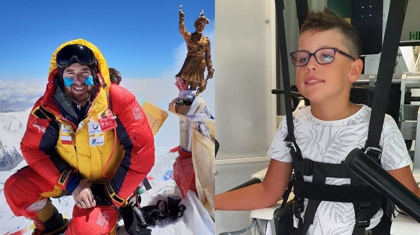 Od lewej Szczepan Brzeski na Mount Everest (17 maja 2018) i...