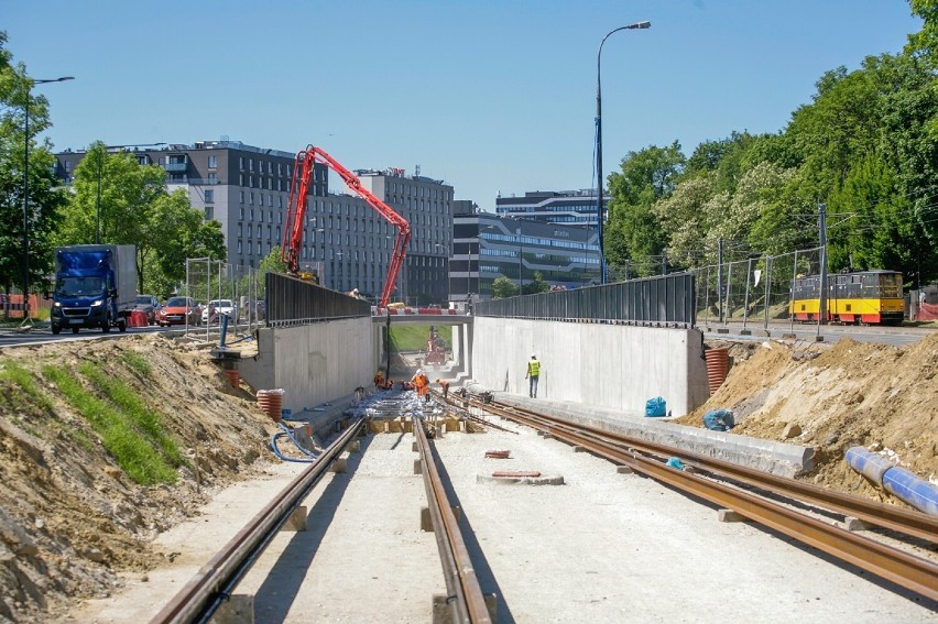 Budowa tramwaju na Kasprzaka (sierpień 2023)