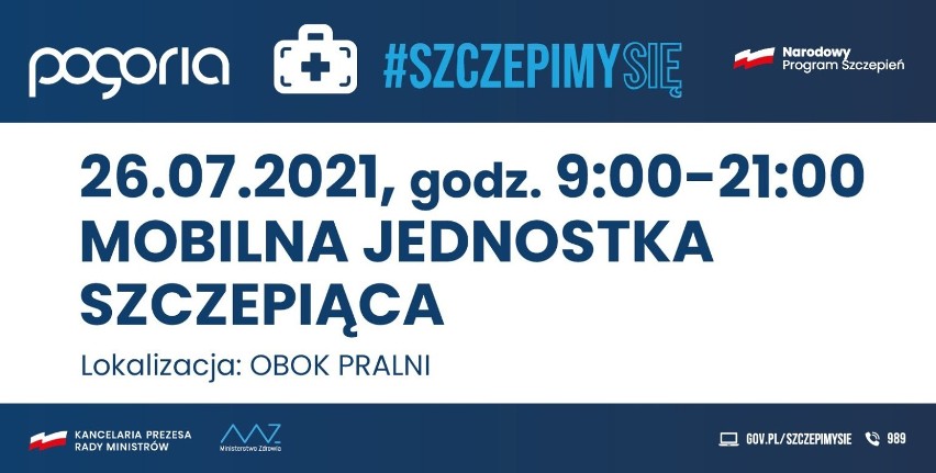 W poniedziałek 26 lipca będzie się można zaszczepić w...