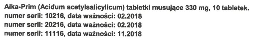 Lek na kaca Alka-Prim wycofano ze sprzedaży [numery złych partii]