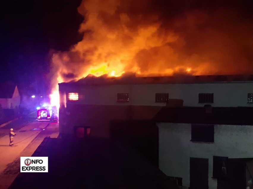 Pożar stolarni w Lisowie. Strażacy walczyli z ogniem nocą