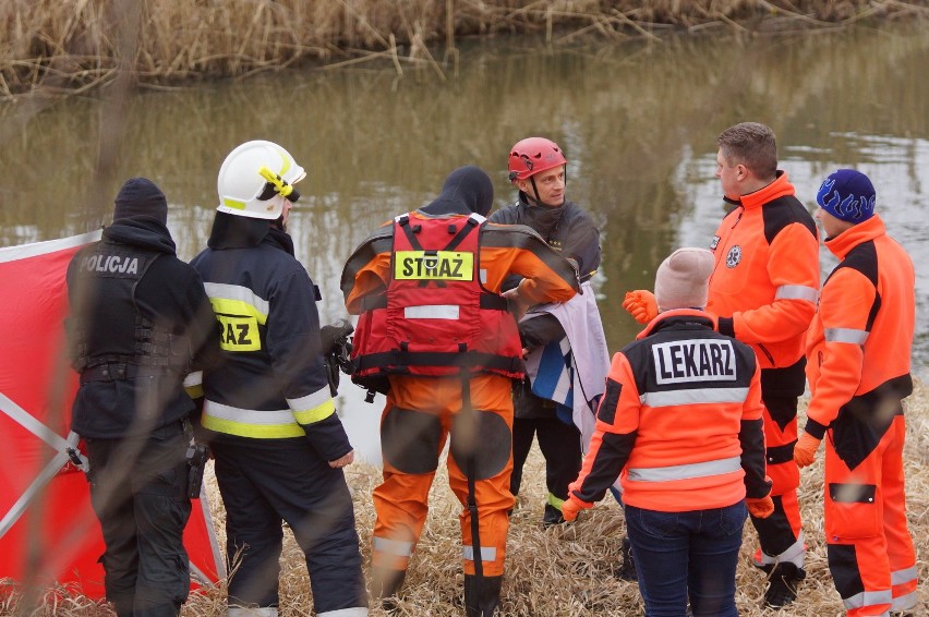 Zwłoki mężczyzny znaleziono w Kanale Bernardyńskim w Kaliszu. ZDJĘCIA