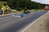 Wypadek na skrzyżowaniu w Laskowej. Ucierpiał motocyklista 