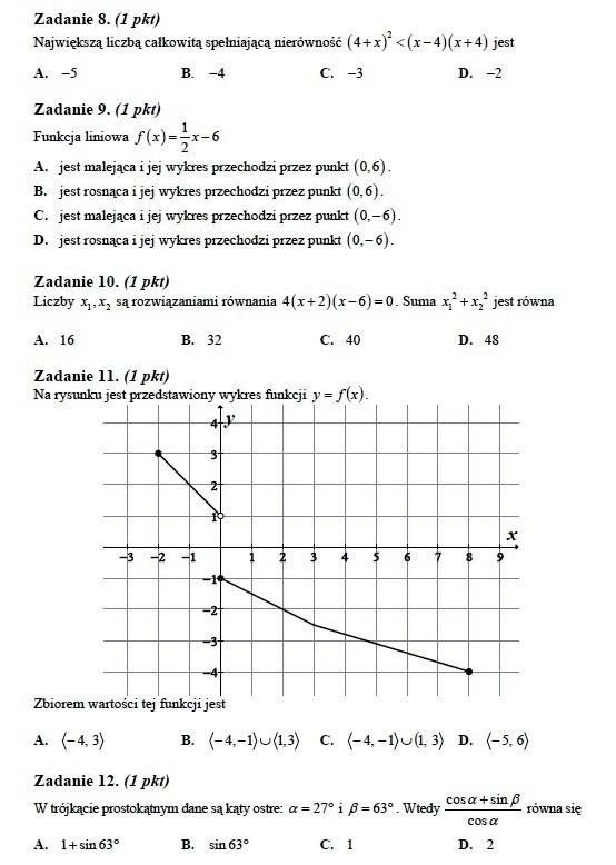 Próbna matura 2012: Test z matematyki i ODPOWIEDZI