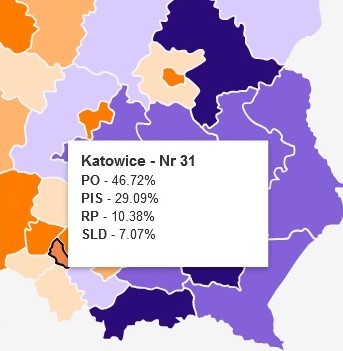 Wyniki wyborów 2011: Województwo śląskie dla PO 44,3 proc. [INFOGRAFIKI] 