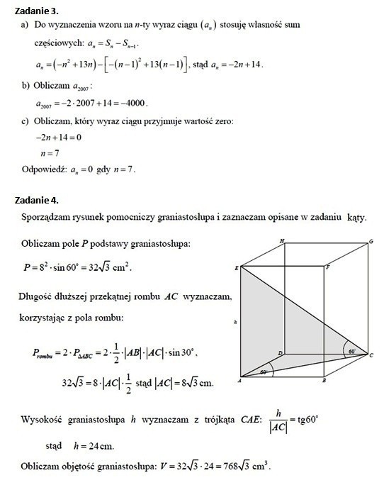 Matura 2012: Test z matematyki nr 10 - rozwiązania