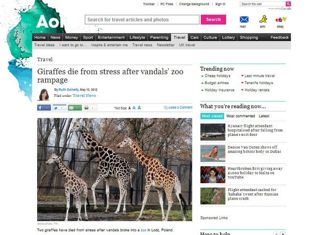 Śmierć dwóch żyraf w łódzkim zoo to informacja pojawiająca się we wszystkich światowych serwisach informacyjnych.