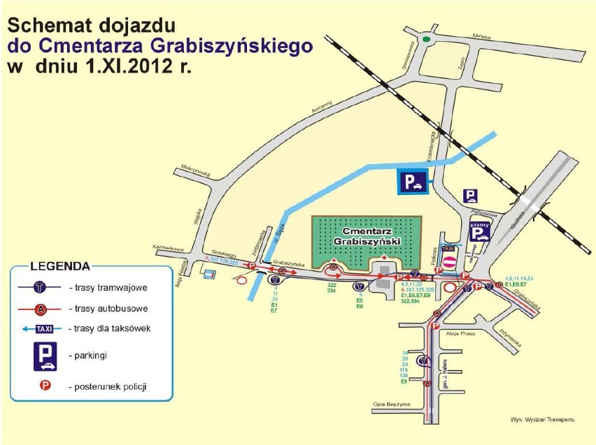 WSZYSTKICH ŚWIĘTYCH: Zmiana organizacji ruchu wokół cmetarzy we Wrocławiu (MAPY)