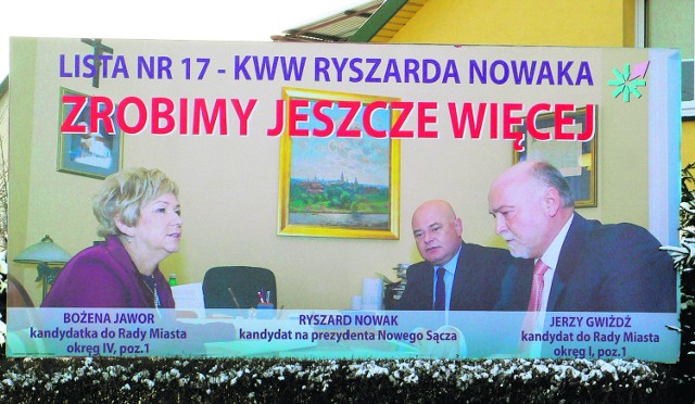 Wątpliwości budzą też billboardy, na których Ryszard Nowak występuje ze swoimi zastępcami, choć oni nie kandydowali z PiS