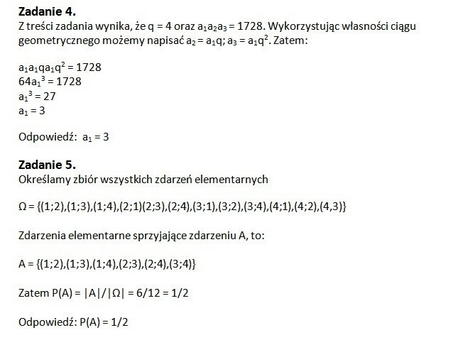 Matura 2012: Test z matematyki nr 8 - rozwiązania