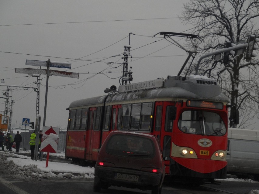 Wykolejony tramwaj w Rudzie Śl.