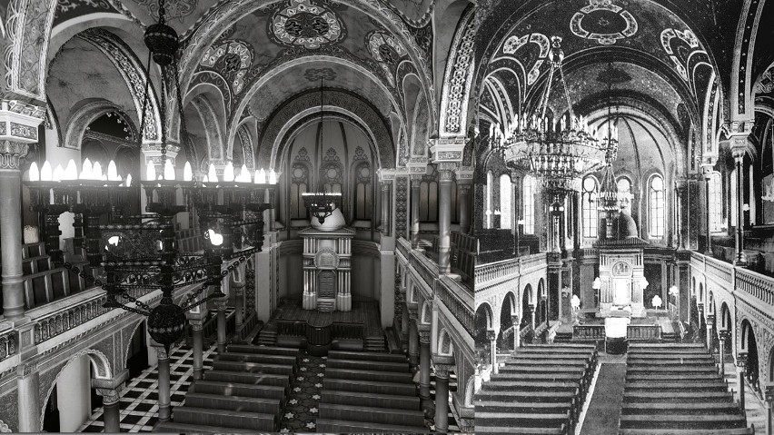 Łukasz Stryjek odtworzył wnętrza Synagogi Wielkiej w Łodzi.