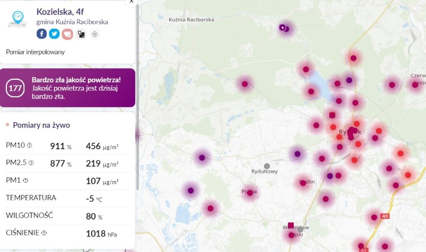 Jakość powietrza o godz. 8 i pogoda na 20 stycznia 2019