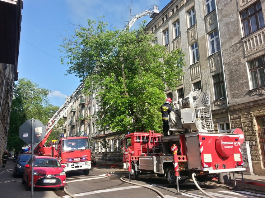 Pożar w kamienicy przy ul. Gdańskiej w Łodzi