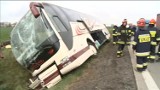 Wypadek autobusu na A4 koło Legnicy. Siedem osób jest rannych [zdjęcia, wiedo]