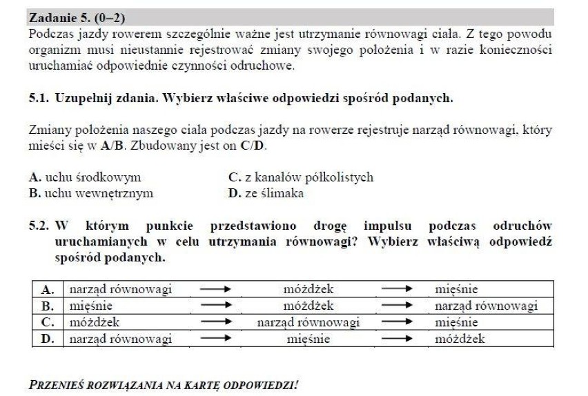 Egzamin Gimnazjalny 2018 Przyroda