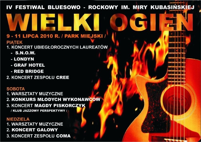 Plakat z terminarzem koncertów IV Festiwalu "Wielki Ogień" w...