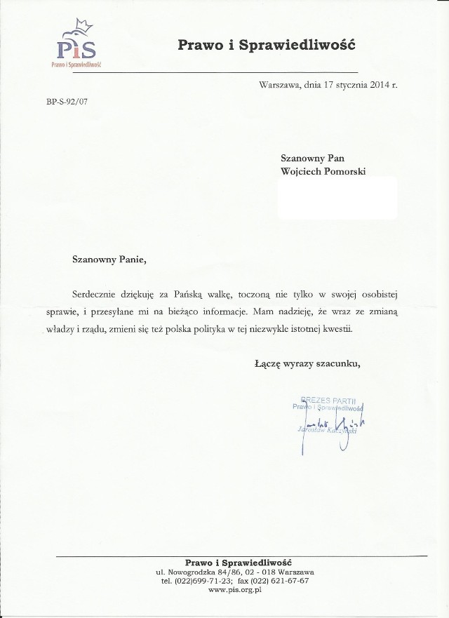 Prezes Kaczyński pogratulował Pomorskiemu