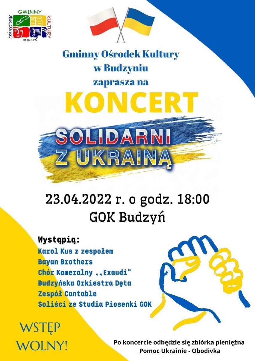 Zaproszenie na koncert do Gminnego Ośrodka Kultury w Budzyniu 