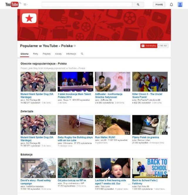 Najpopularniejsze na YouTube