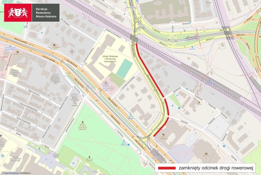 Gdańsk. Zamknięcie fragmentu drogi rowerowej na al. Hallera. Utrudnienia potrwają do 25 maja. Sprawdź szczegóły