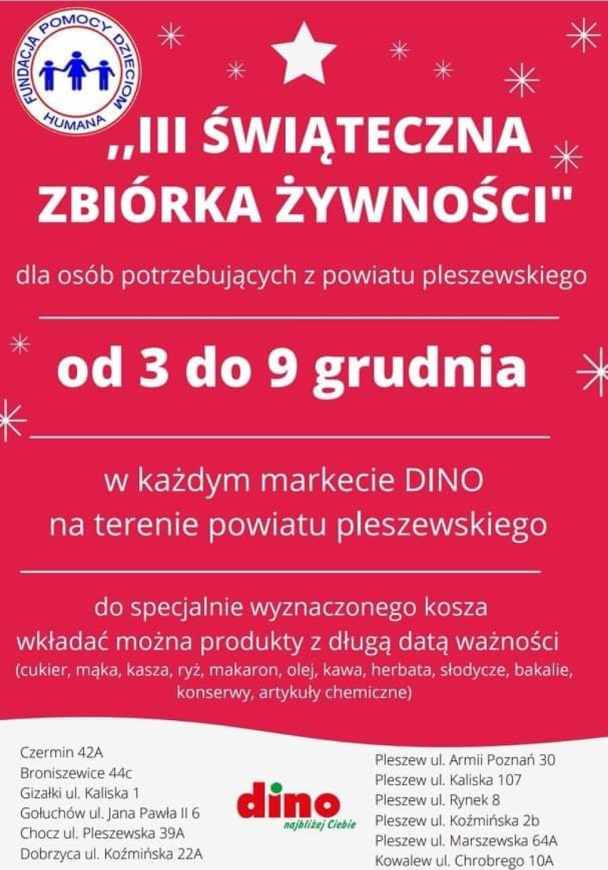 Trzecia świąteczna zbiórka żywości z Fundacją Pomocy Dzieciom Humana startuje już w najbliższy piątek