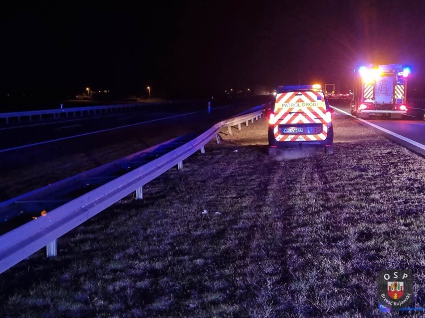 Wypadek na autostradzie A1 w gminie Brześć Kujawski