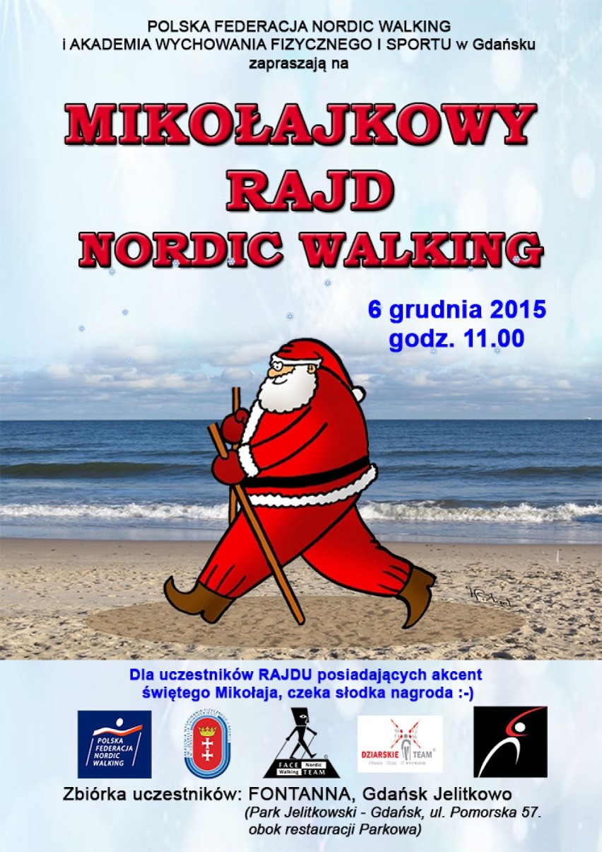 Mikołajkowy Rajd Nordic Walking w Jelitkowie. Weź ze sobą czapkę św. Mikołaja