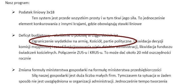 Ruch Palikota wnioskuje w swym programie o ograniczenie finansowania Partii Politycznych. Czy wykaże się uczciwością i odwagą i zrzeknie się subwencji z budżetu państwa?