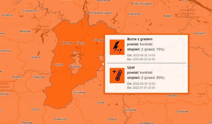 2 zagrożenia pogodowe dla Konina i okolic. IMGW wydało ostrzeżenia