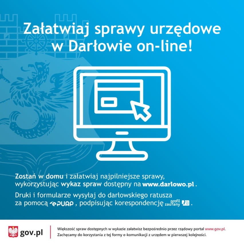 Obsługa klientów w Urzędzie Miejskim w Darłowie tylko po wcześniejszym umówieniu się