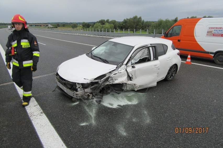 Wypadek na autostradzie w okolicach węzła Grudziądz