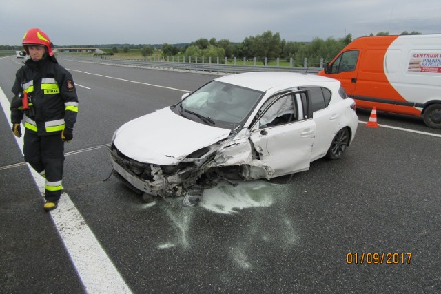 Wypadek na autostradzie w okolicach węzła Grudziądz