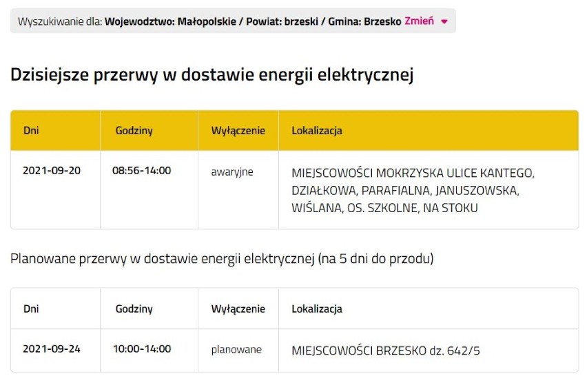 Wyłączenia prądu w powiecie bocheńskim i brzeskim,...