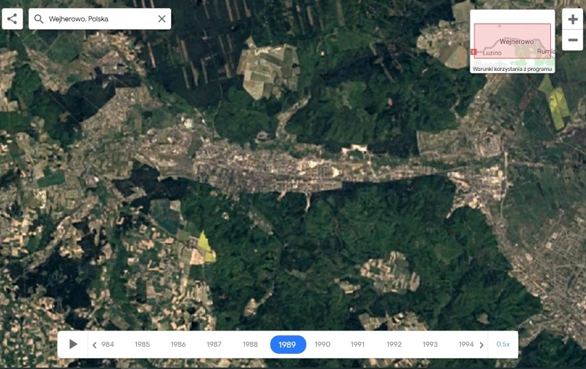 Zdjęcia satelitarne są umieszczone w aplikacji Google Earth...