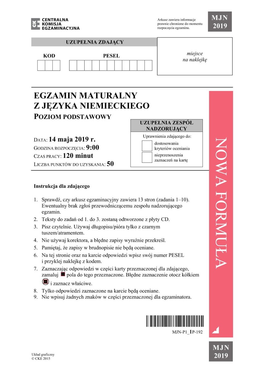 Matura 2019: JĘZYK NIEMIECKI. Mamy arkusze! Poziom podstawowy - nowa formuła. Poznaj pytania z egzaminu