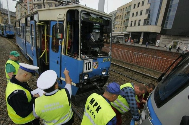 Wypadek tramwajów na pl. Dominikańskim we Wrocławiu