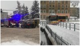  Wypadek na skrzyżowaniu ul. Wrocławskiej i Długiej oraz zator przez autobus na Podgórzu w Wałbrzychu - zdjęcia