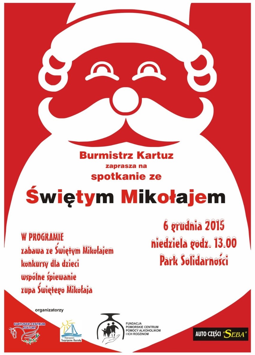 Św. Mikołaj w Kartuzach - w niedzielę, 6 grudnia, w Parku Solidarności