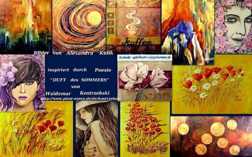 Collage z obrazów Alexandry Kulik, które m.in. będzie można...