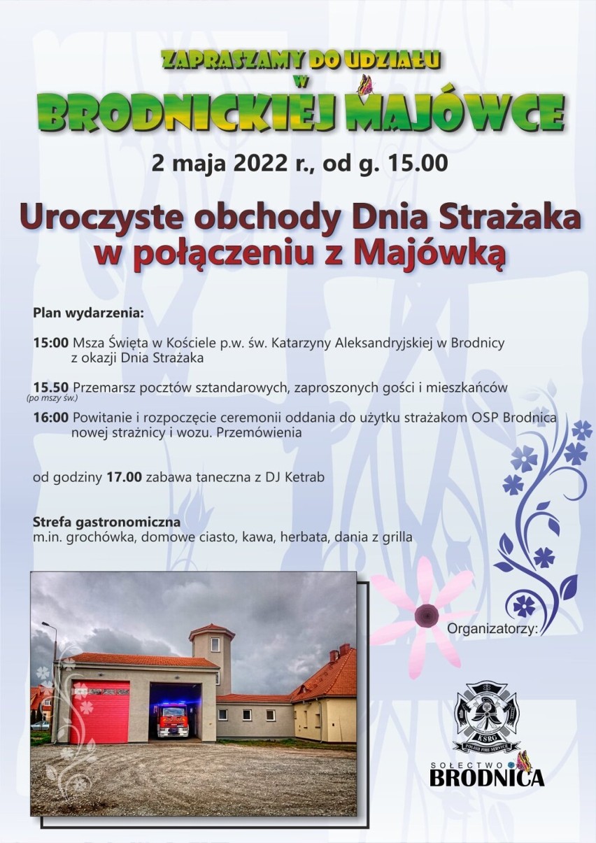 2 maja w Brodnicy uroczyste poświęcenie nowej remizy i wozu strażackiego. Zaproszenie na obchody Dnia Strażaka połączone z Majówką